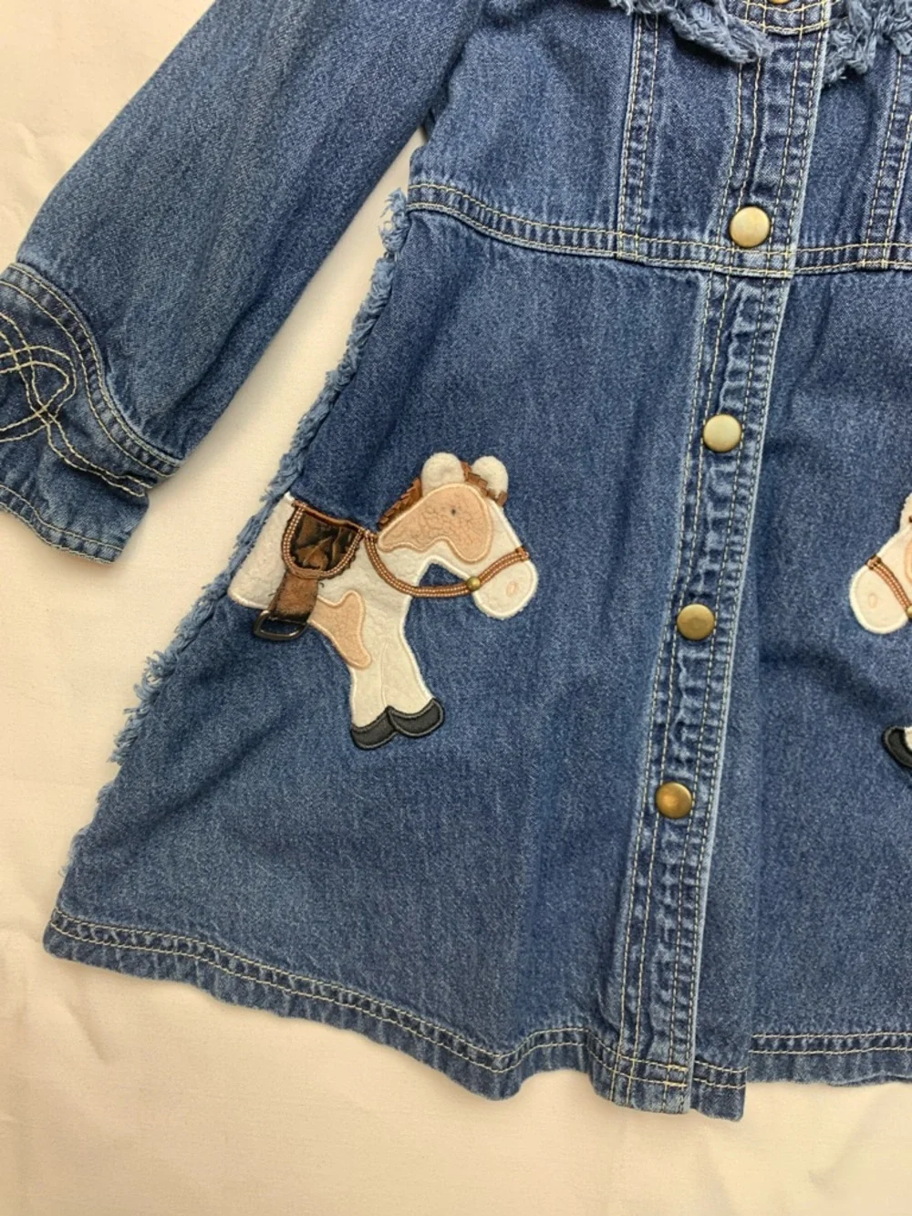 vintage le top 4 t Kids Denim Horse Appliqué Jacket dress Corduroy Collar oshkos